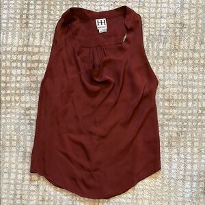 Haute Hippie Burgundy Sleeveless Silk Top